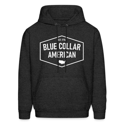 Blue Collar American Hoodie | White Logo - charcoal grey