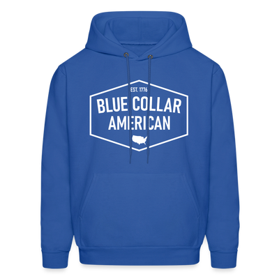 Blue Collar American Hoodie | White Logo - royal blue