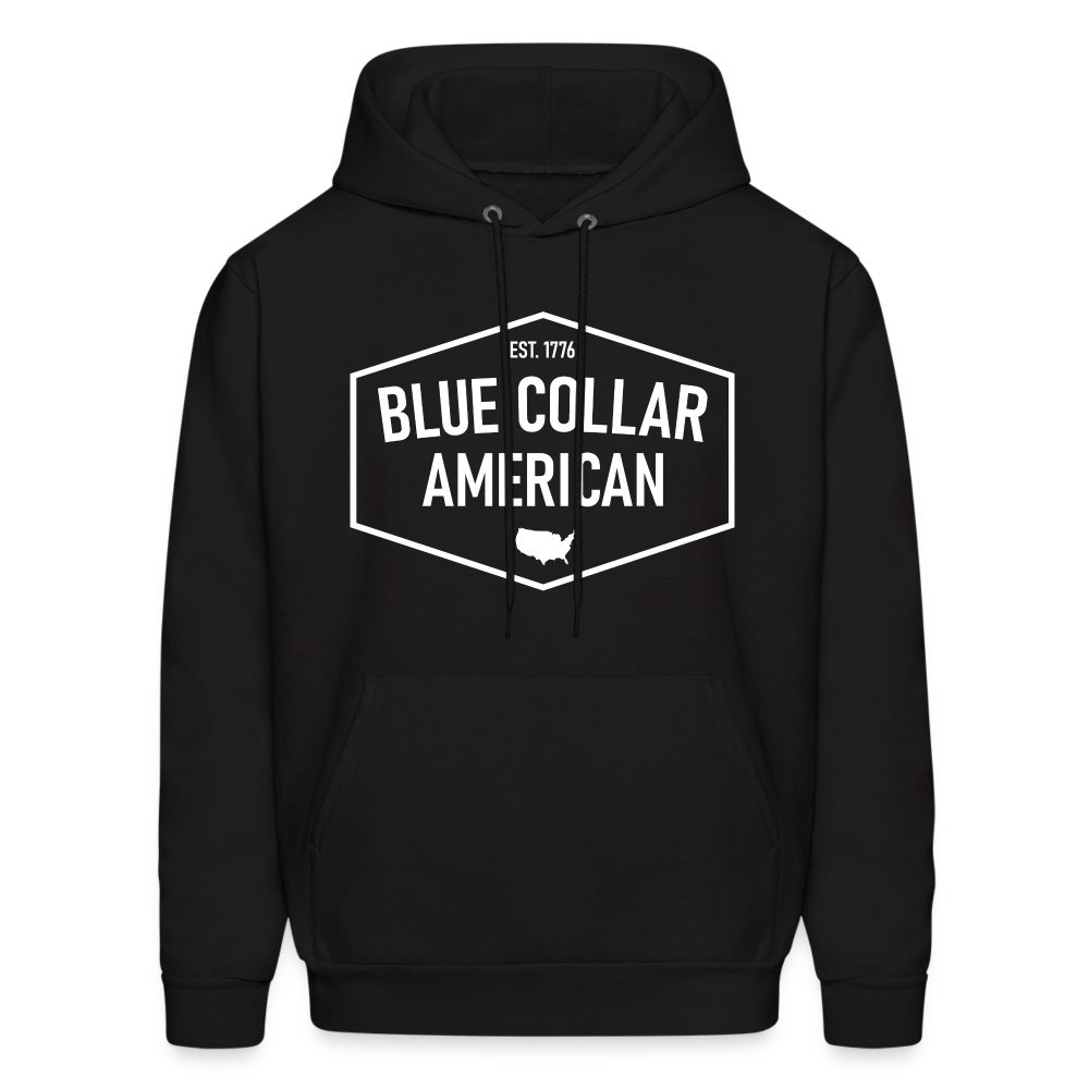 Blue Collar American Hoodie | White Logo - black