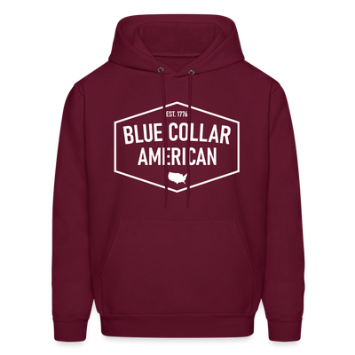 Blue Collar American Hoodie | White Logo - burgundy